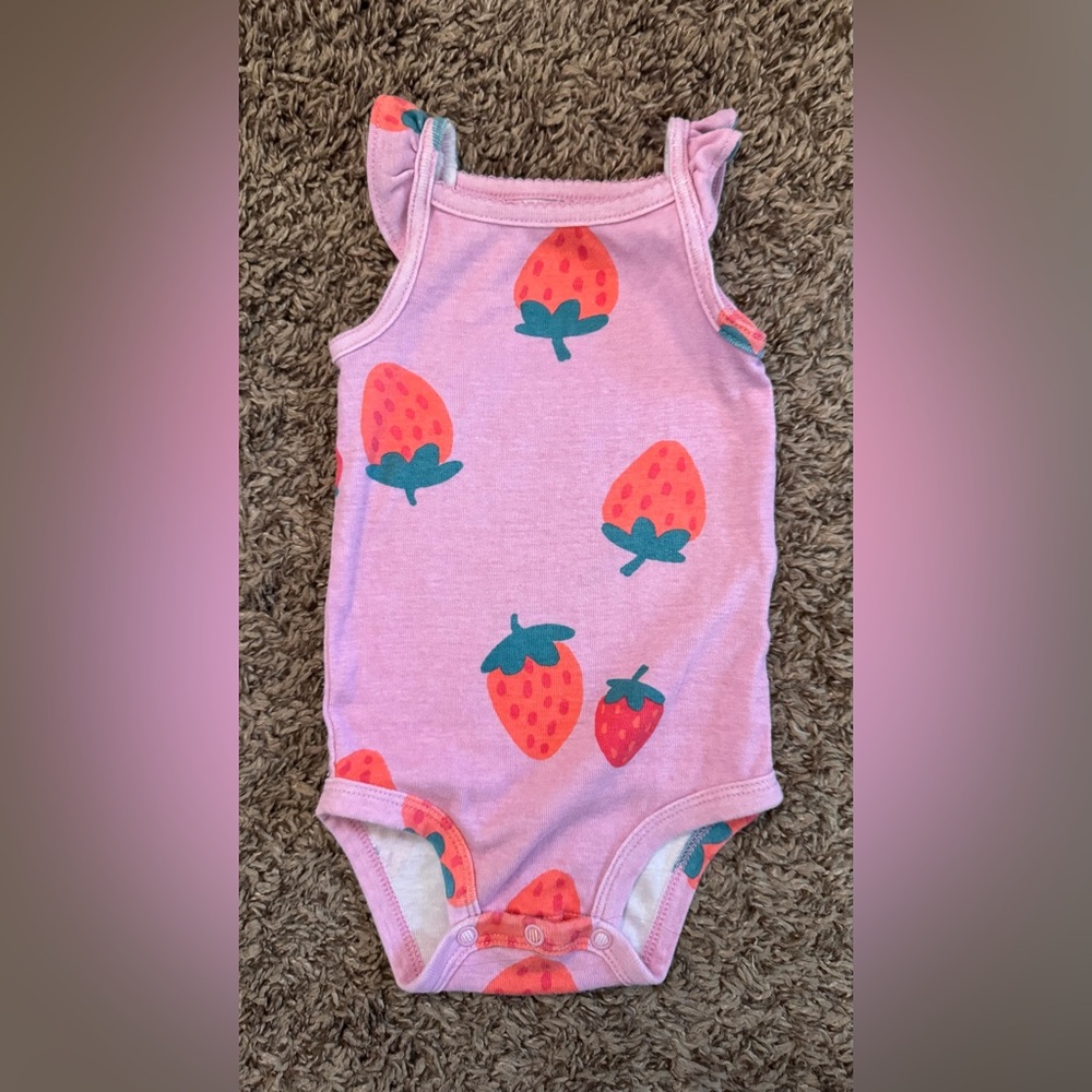 Carter's Pink Baby Onesie with Strawberry Design
